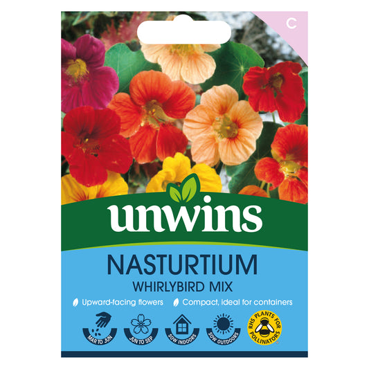 Unwins Nasturtium Whirlybird Mix Seeds front of pack