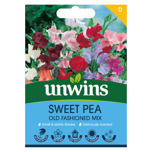 Unwins Sweet Pea Old Fashioned Mix Seeds front of pack