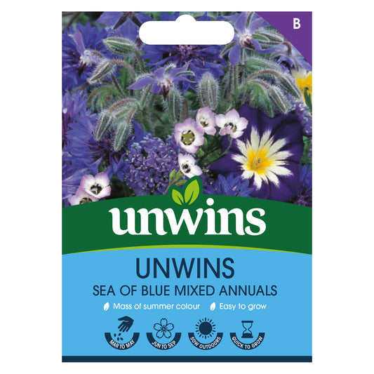 Unwins Sea of Blue Mixed Annuals Seeds Front