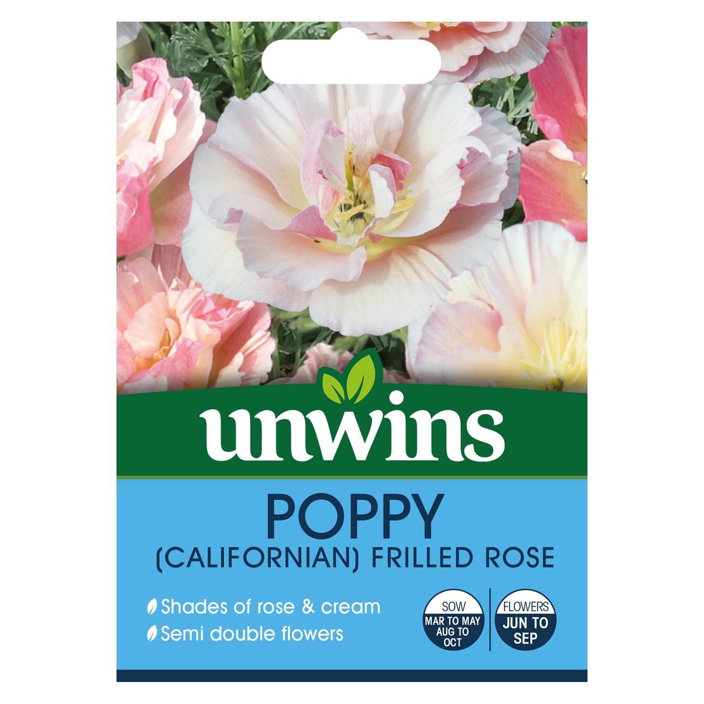Unwins Californian Poppy Frilled Rose Seeds front of pack