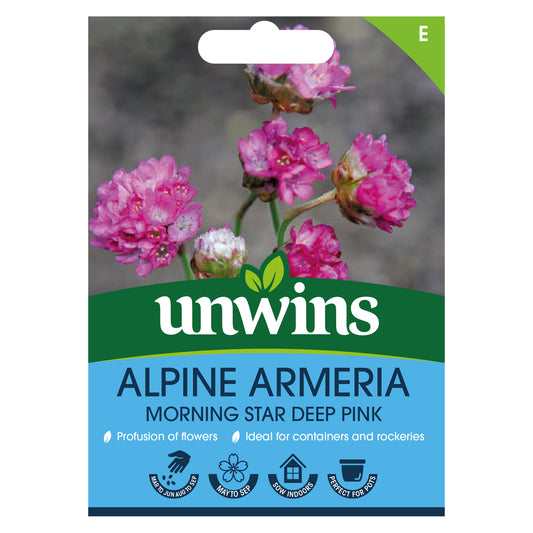 Unwins Alpine Armeria Morning Star Deep Pink Seeds Front