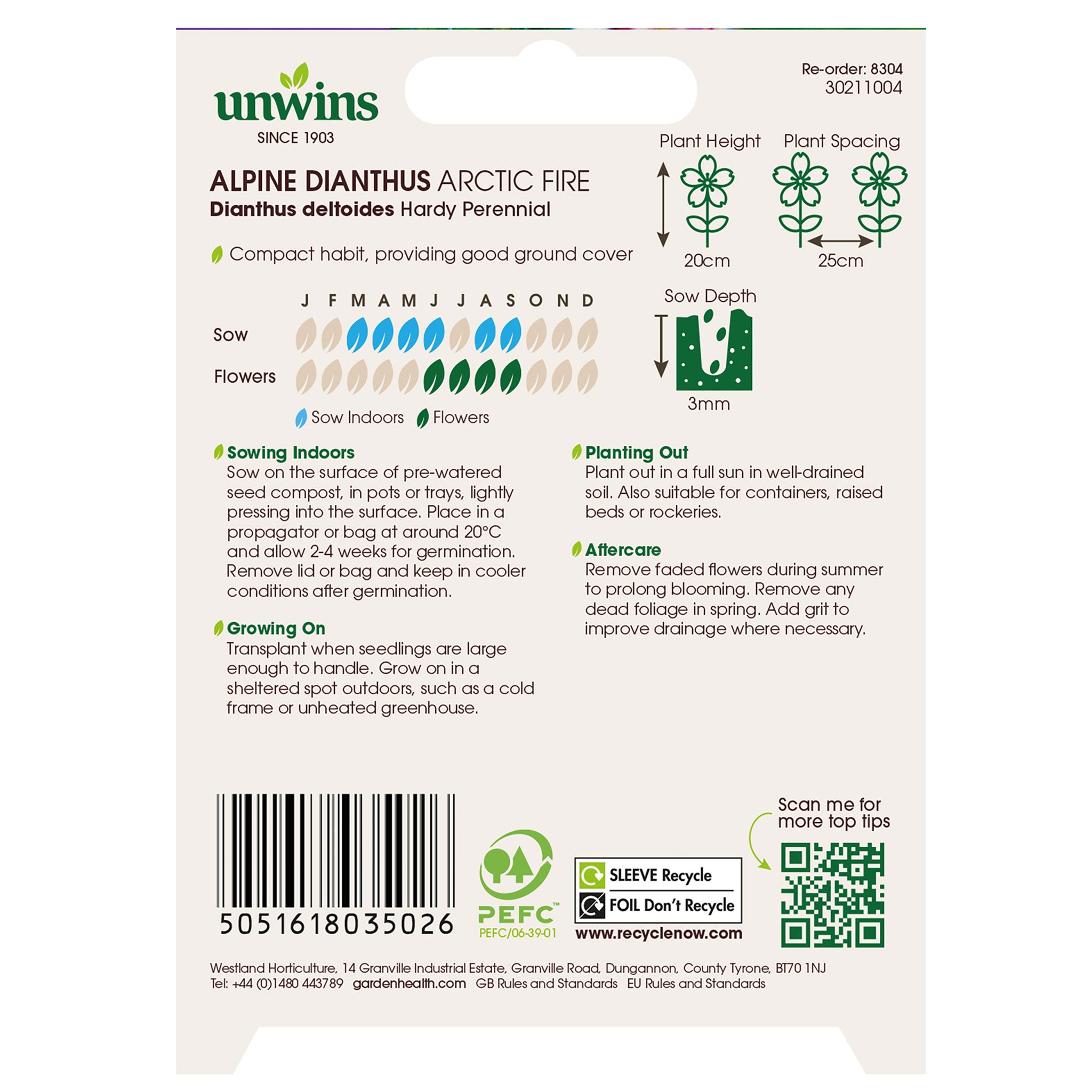 Unwins Alpine Dianthus Arctic Fire Seeds