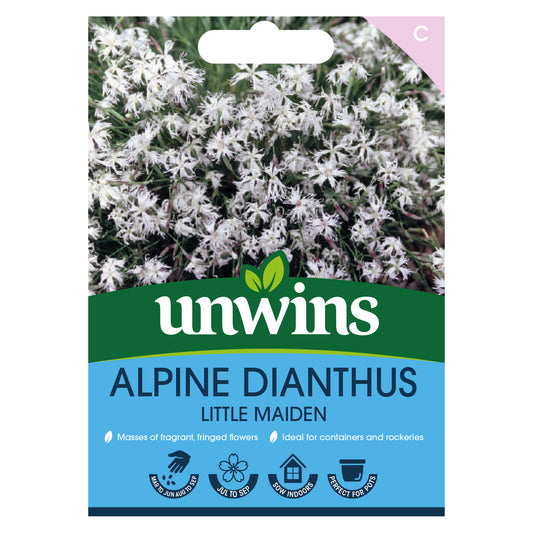 Unwins Alpine Dianthus Little Maiden Seeds Front