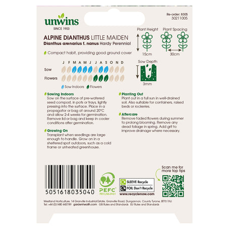 Unwins Alpine Dianthus Little Maiden Seeds