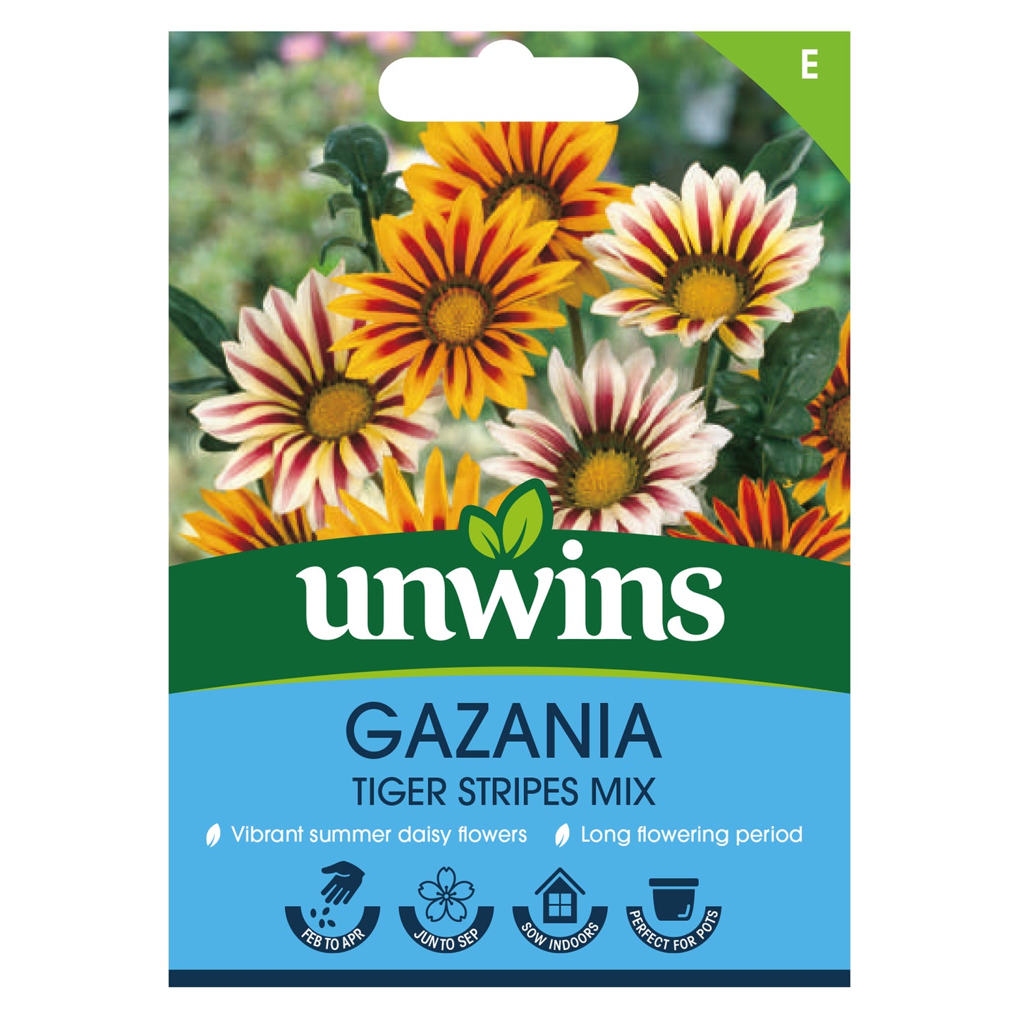 Unwins Gazania Tiger Stripes Mix Seeds front of pack