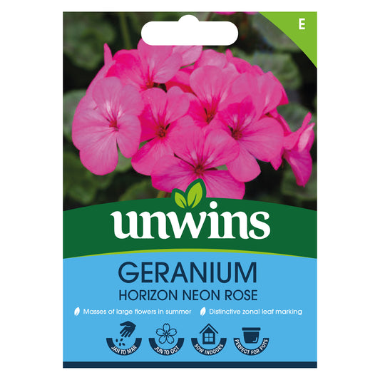 Unwins Geranium Horizon Neon Rose Seeds front of pack
