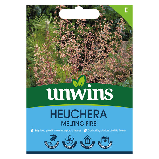 Unwins Heuchera Melting Fire Seeds front of pack