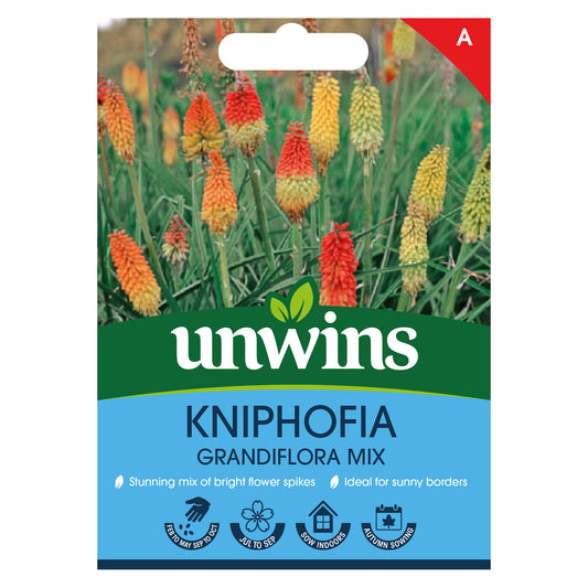 Unwins Kniphofia Grandiflora Mix Seeds front of pack