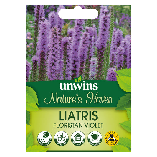 Nature's Haven Liatris Floristan Violet Seeds front of pack