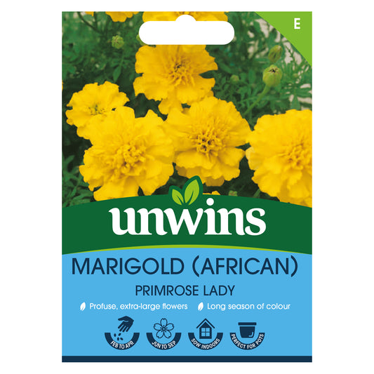 Unwins African Marigold Primrose Lady Seeds front