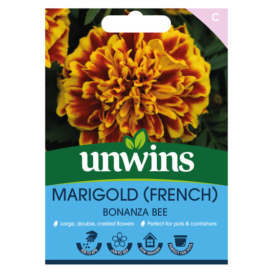 Unwins French Marigold Bonanza Bee Seeds front of pack