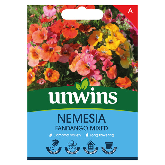 Unwins Nemesia Fandango mixed Seeds front of pack