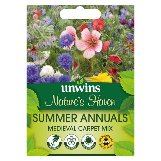 Nature's Haven Summer Annuals Medieval Carpet Mix Seeds front