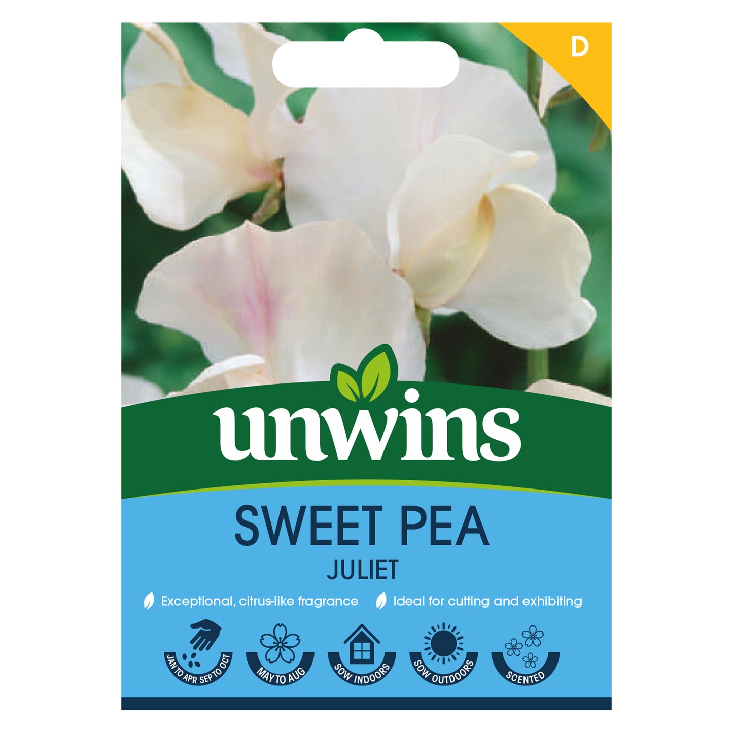 Unwins Sweet Pea Juliet Seeds front of pack