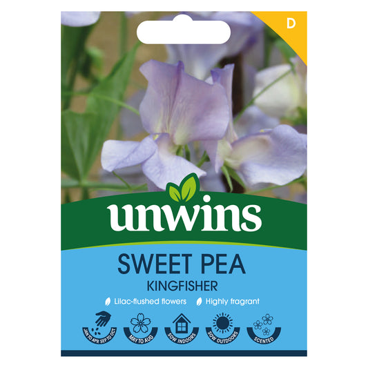 Unwins Sweet Pea Kingfisher Seeds front of pack