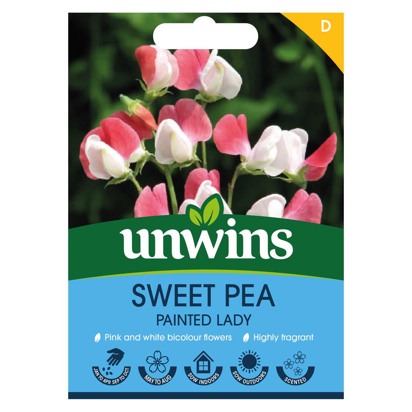 Unwins Sweet Pea Painted Lady Seeds front of pack