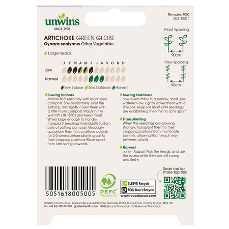 Unwins Artichoke Green Globe Seeds