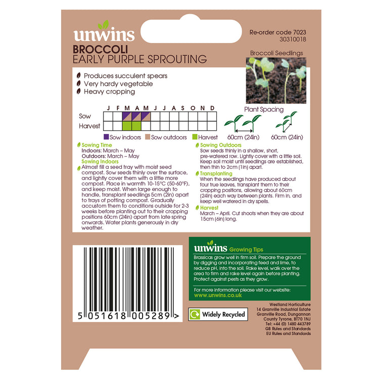Unwins Broccoli Early Purple Sprouting Seeds