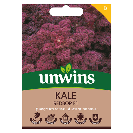 Unwins Kale Redbor F1 Seeds front of pack