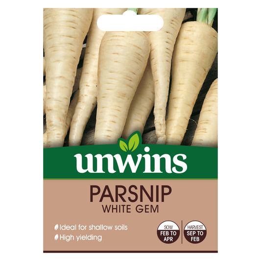 Unwins Parsnip White Gem Seeds front of pack