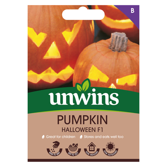 Unwins Pumpkin Halloween F1 Seeds front of pack
