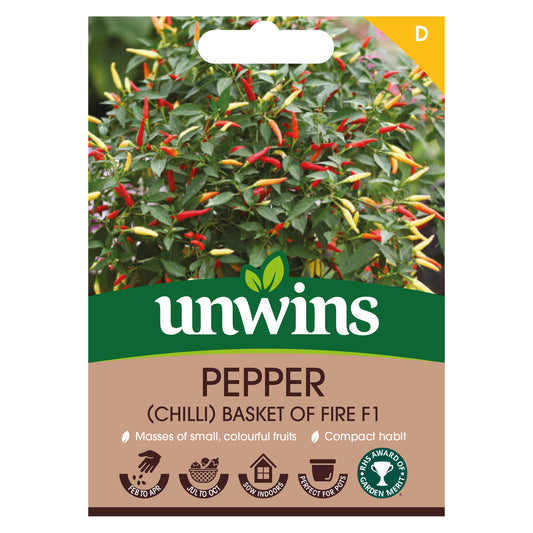 Unwins Chilli Pepper Basket Of Fire F1 Seeds front of pack