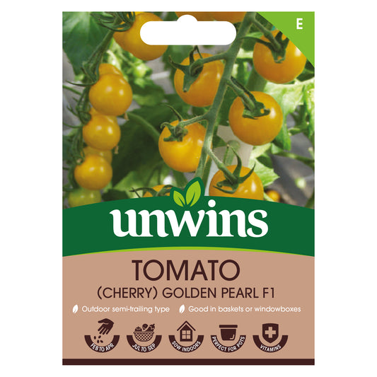 Unwins Cherry Tomato Golden Pearl F1 Seeds front of pack
