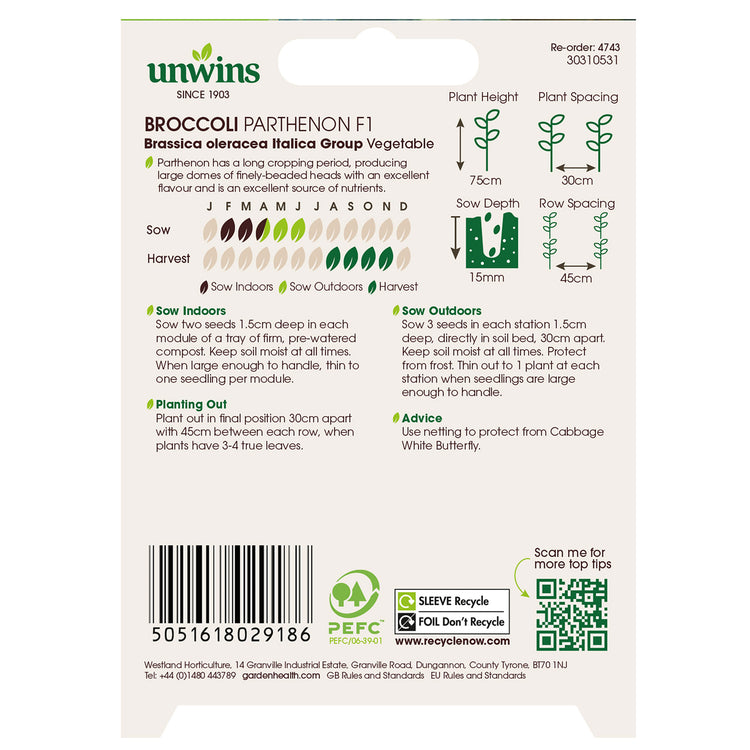 Unwins Broccoli Parthenon F1 Seeds