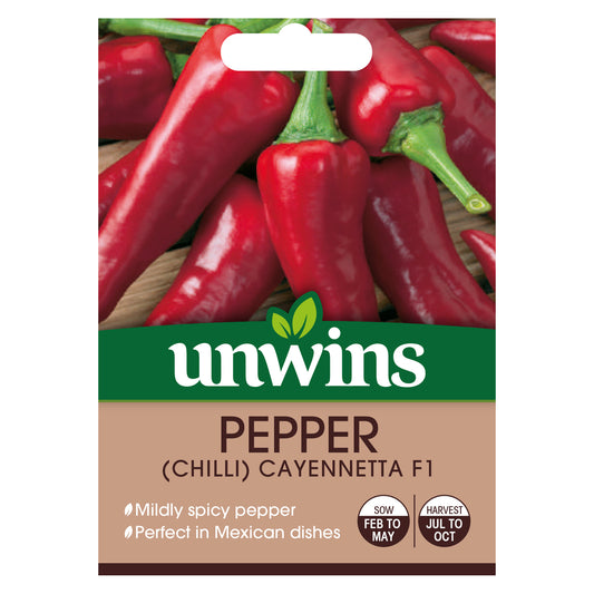 Unwins Chilli Pepper Cayennetta F1 Seeds front of pack