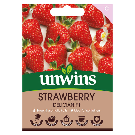 Unwins Strawberry Delician F1 Seeds front of pack