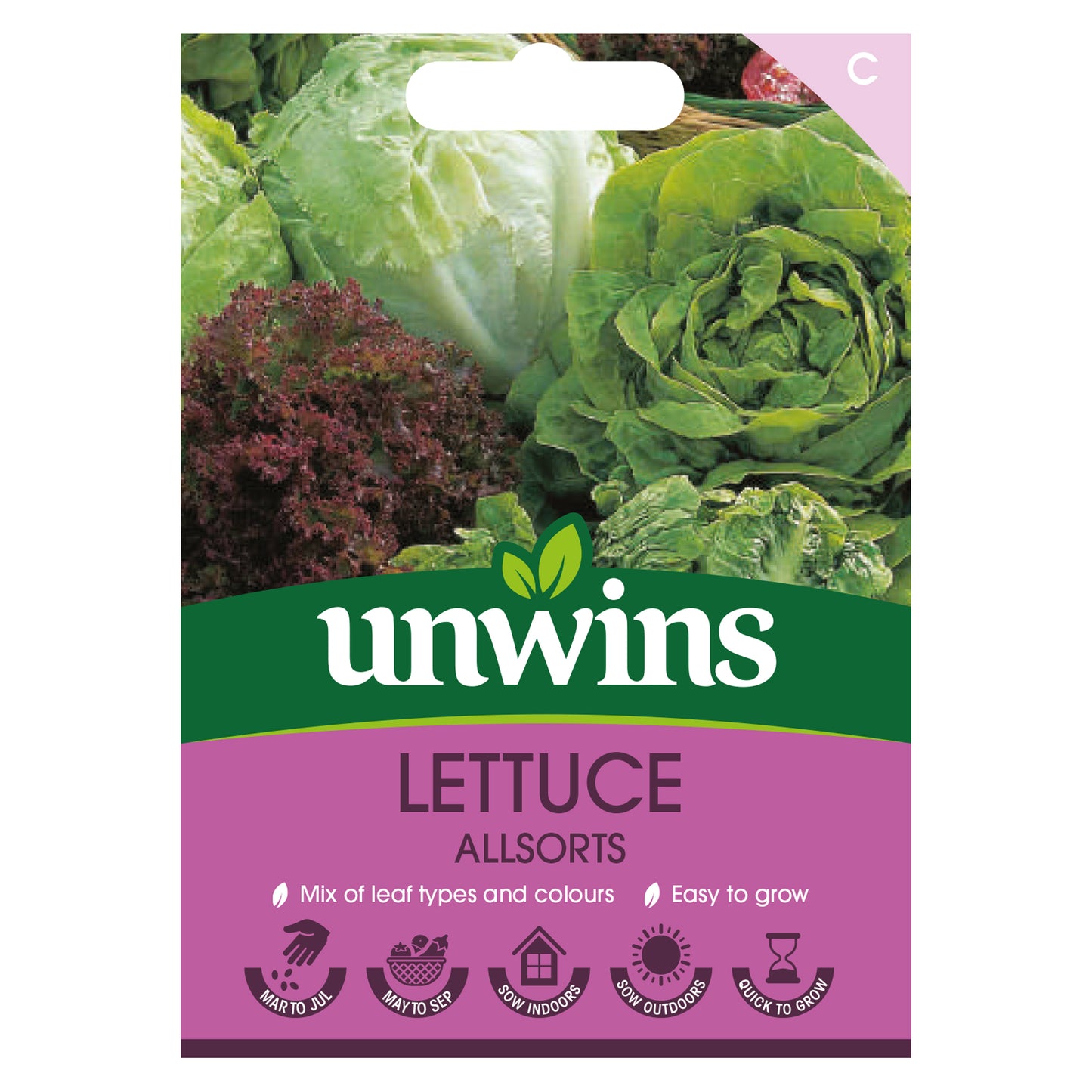 Unwins Lettuce Allsorts Seeds front of pack