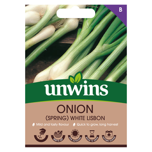 Unwins Spring Onion White Lisbon Seeds front of pack