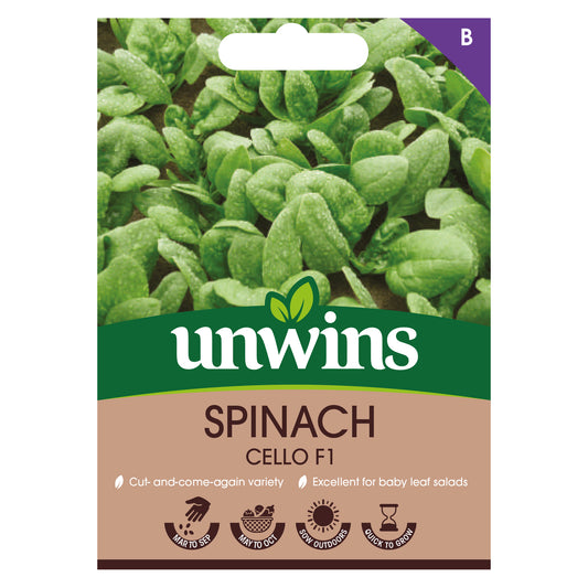 Unwins Spinach Cello F1 Seeds front of pack