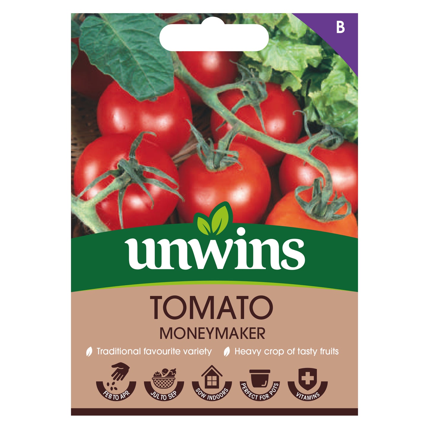 Unwins Tomato Moneymaker Seeds fron of pack