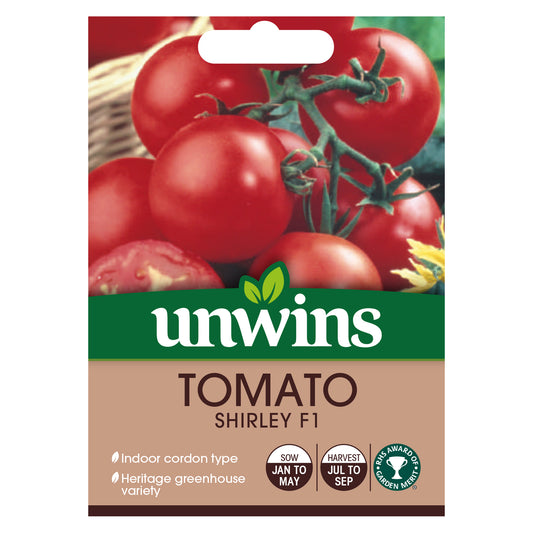 Unwins Round Tomato Shirley F1 Seeds front of pack