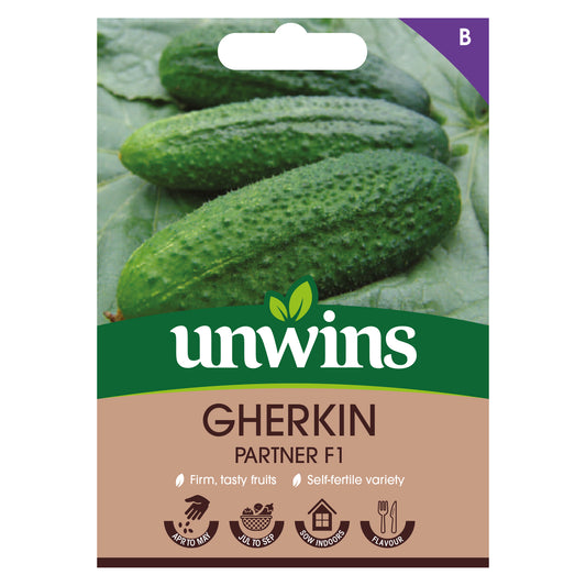 Unwins Gherkin Partner F1 Seeds front of pack