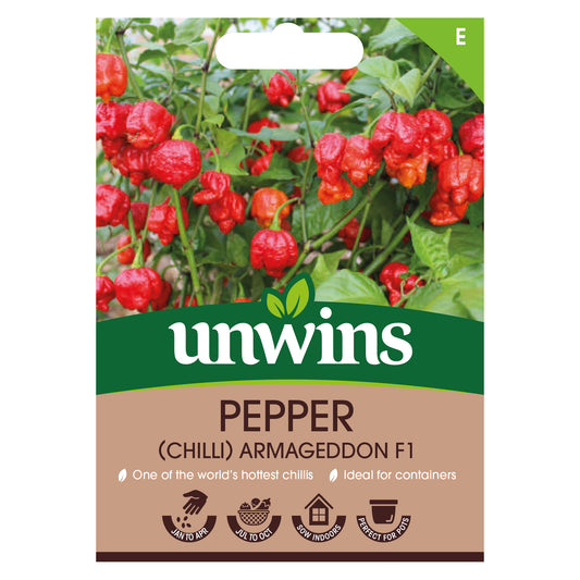 Unwins Chilli Pepper Armageddon F1 Seeds front of pack