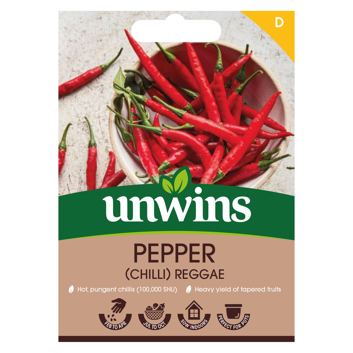 Unwins Chilli Pepper Reggae Seeds front of pack