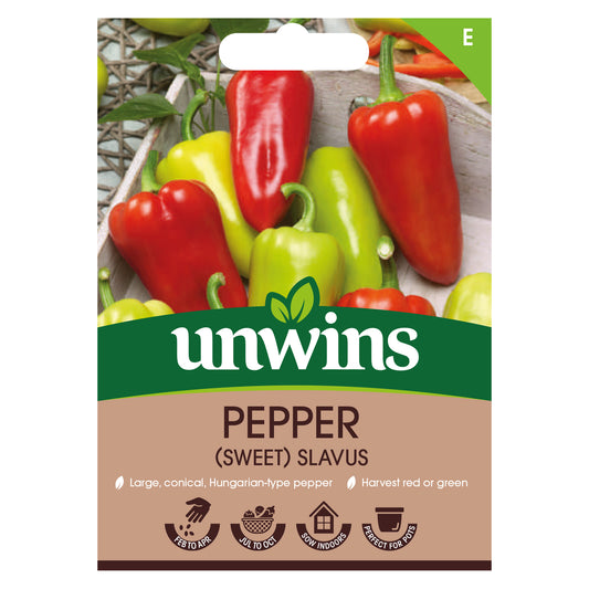 Unwins Sweet Pepper Slavus Seeds front of pack