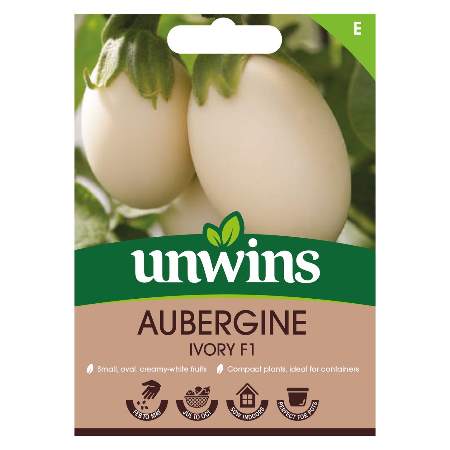 Unwins Aubergine Ivory F1 Seeds Front