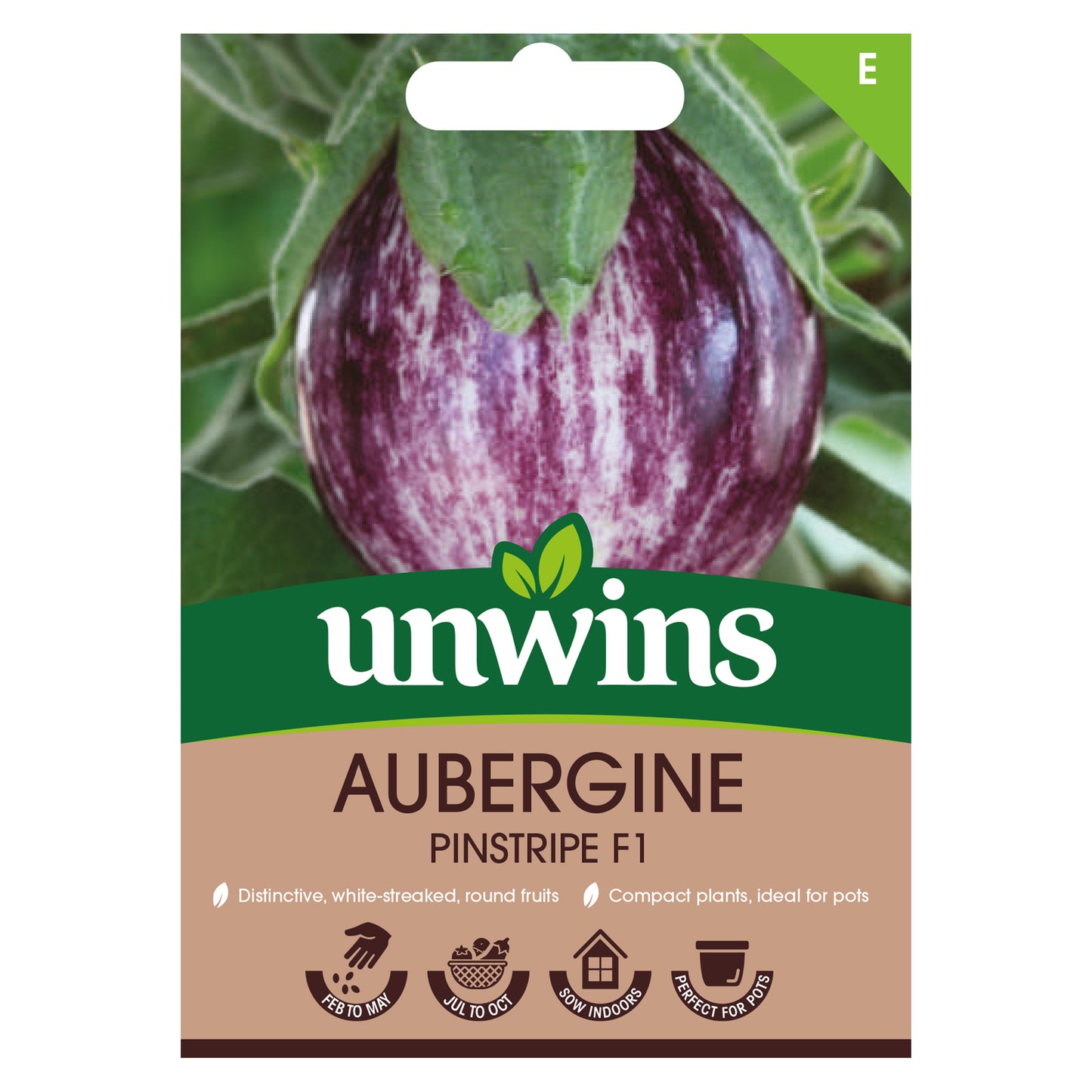 Unwins Aubergine Pinstripe F1 Seeds Front