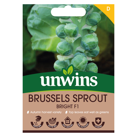 Unwins Brussels Sprout Bright F1 Seeds Front