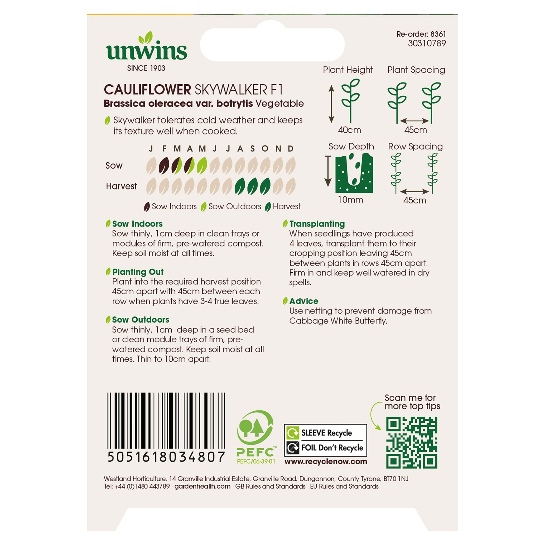 Unwins Cauliflower Skywalker F1 Seeds - Vegetables – Unwins UK