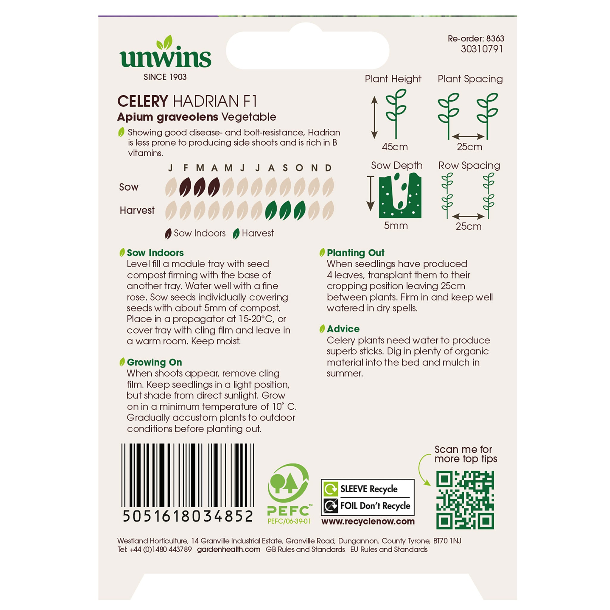 Unwins Celery Hadrian F1 Seeds