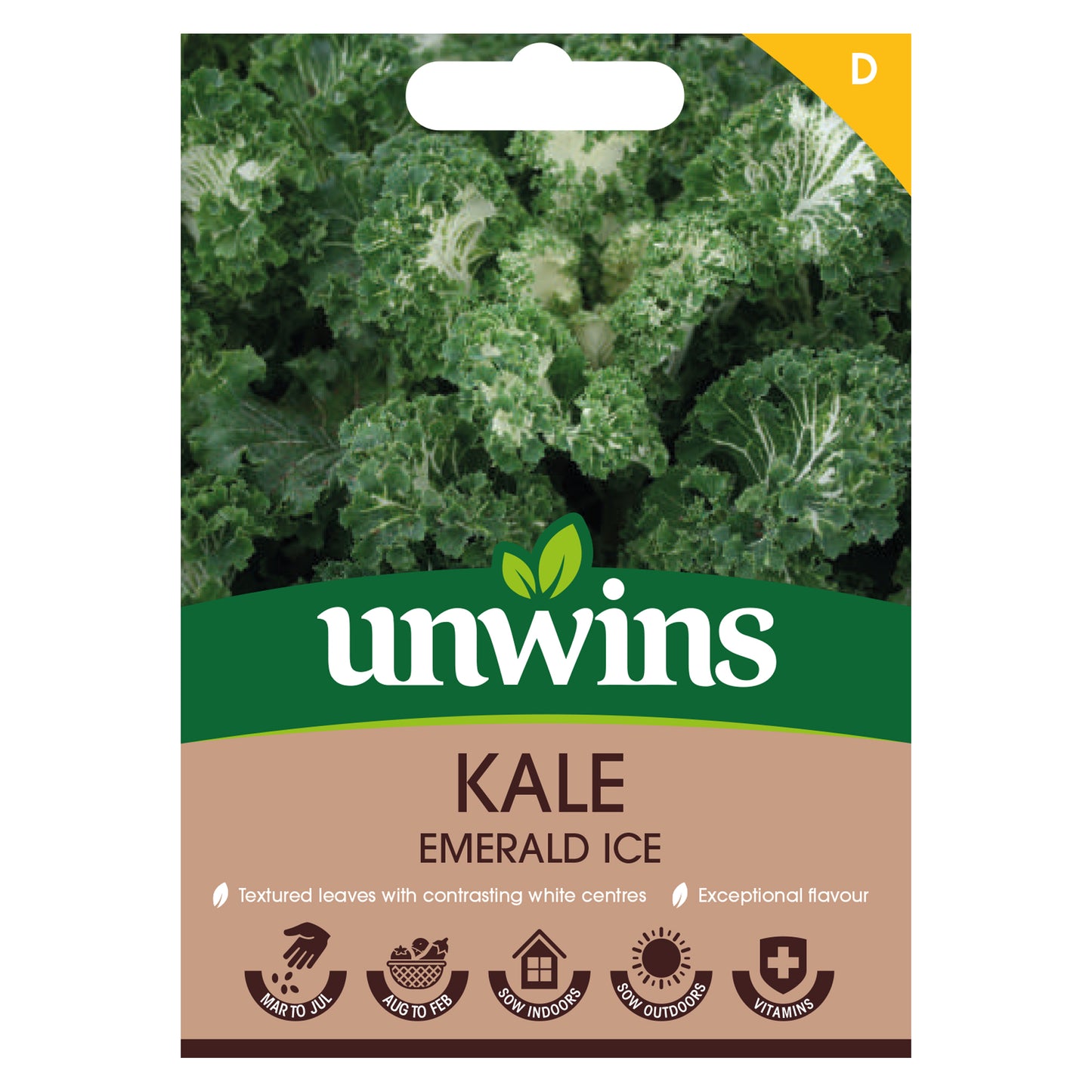 Unwins Kale Emerald Ice Seeds front of pack