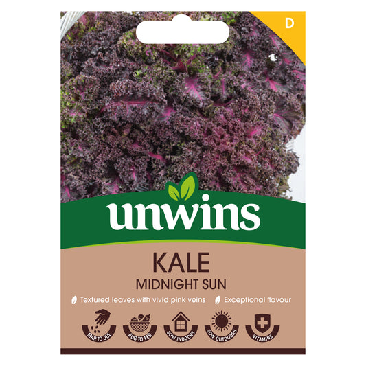 Unwins Kale Midnight Sun Seeds front of pack