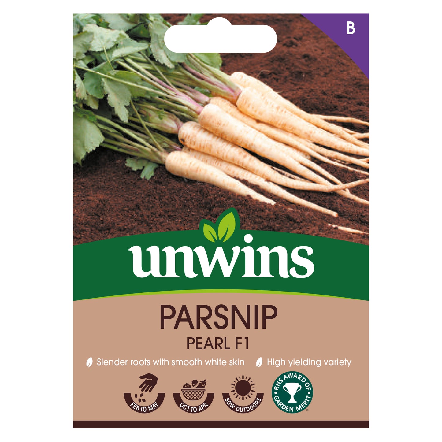 Unwins Parsnip Pearl F1 Seeds front of pack