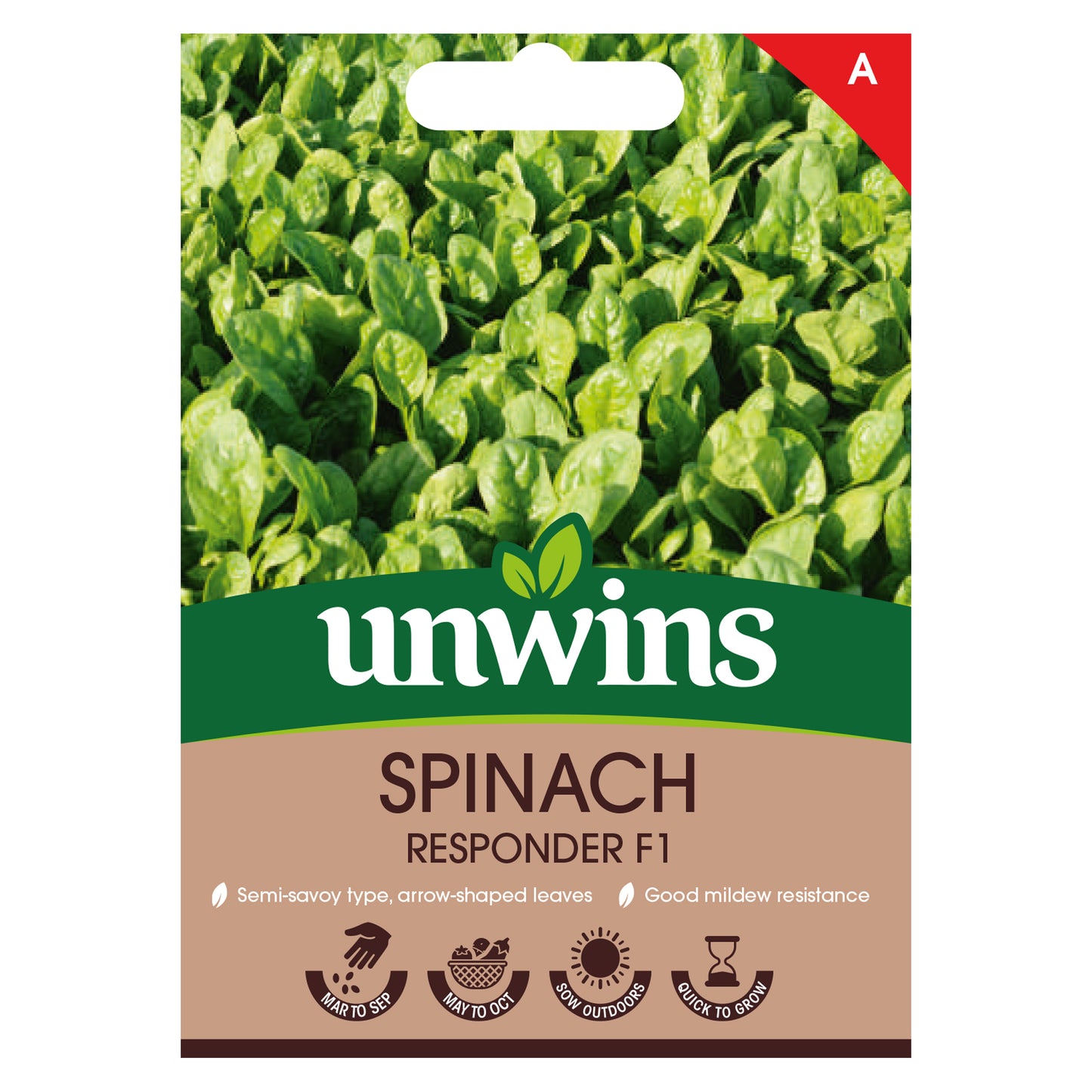 Unwins Spinach Responder F1 Seeds front of pack