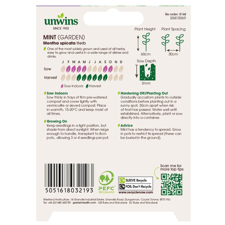 Unwins Garden Mint Seeds