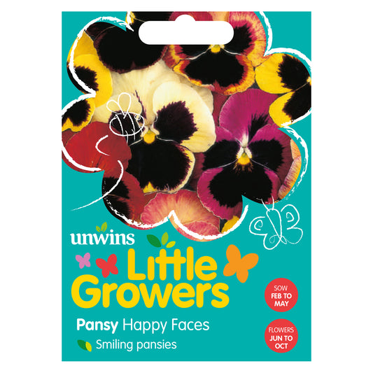 Little Growers Pansy Happy Faces Seeds front of pack